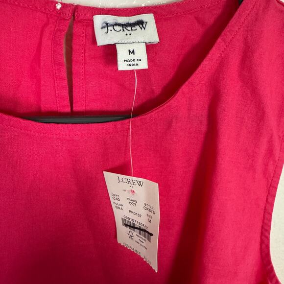 J.Crew Embroidered-Trim Shell Top WMNS M Snapdragon Pink Linen Cotton Sleeveless - Picture 6 of 10